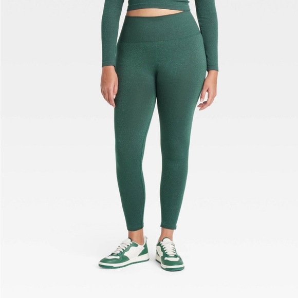 Lurex Sparkle Seamless High-Rise Leggings All In Motion Black Blue Green Shimmer - Picture 7 of 15